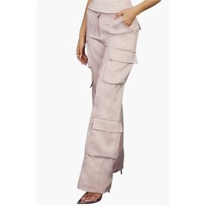 Nordstrom Daria Cargo Satin Trousers in Pink size S (L)